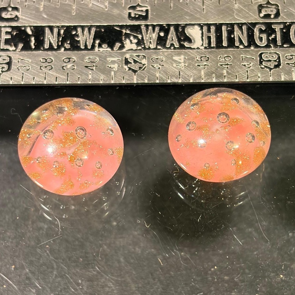 Antique Pink Art‎ Glass Cabochons Gold Aventurine Bubble 14mm Round Flatback